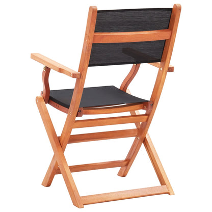 vidaXL Chaises de jardin 6 pcs Pliables Noir Bois d'eucalyptus et textilène