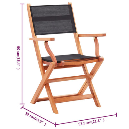 vidaXL Chaises de jardin 6 pcs Pliables Noir Bois d'eucalyptus et textilène
