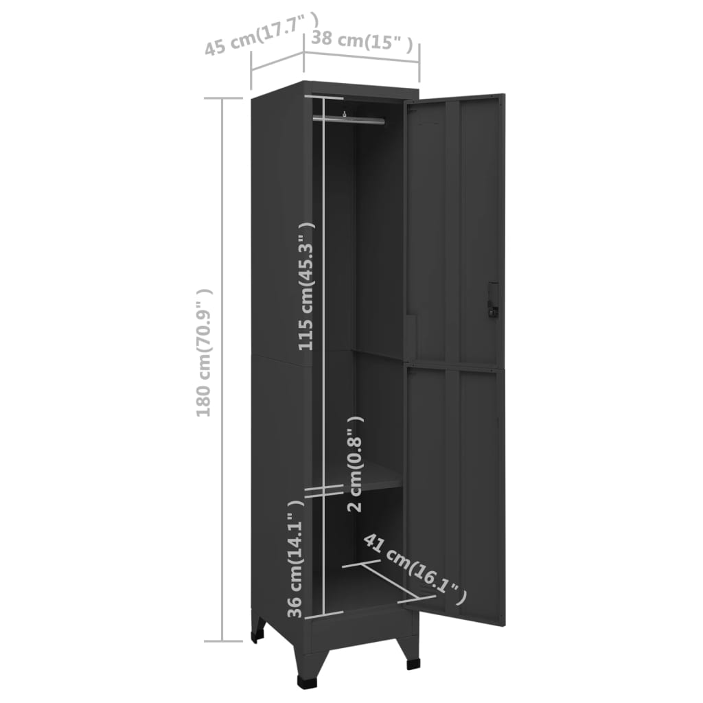 vidaXL Schließfachschrank Anthrazit 38x45x180 cm Stahl