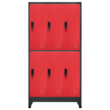 vidaXL Schließfachschrank Anthrazit und Rot 90x45x180 cm Stahl