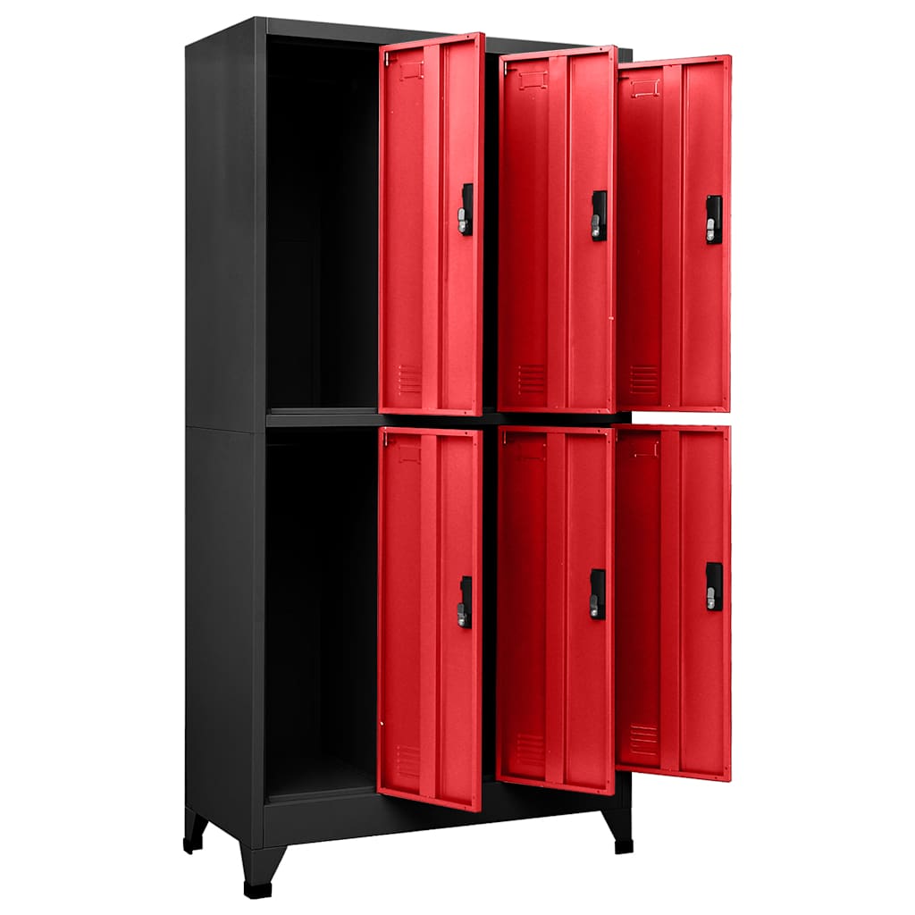 vidaXL Schließfachschrank Anthrazit und Rot 90x45x180 cm Stahl