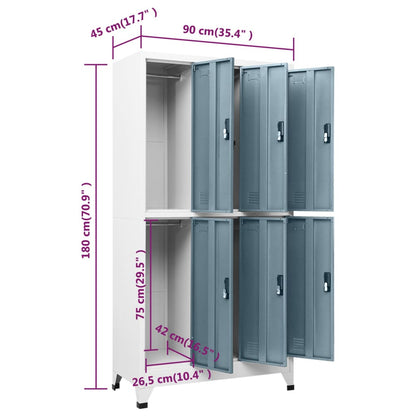 vidaXL Schließfachschrank Hellgrau und Dunkelgrau 90x45x180 cm Stahl