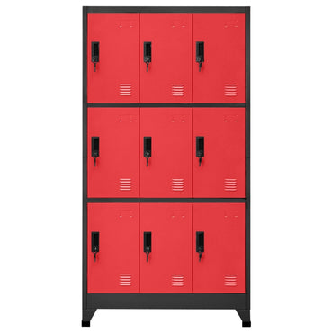vidaXL Schließfachschrank Anthrazit und Rot 90x45x180 cm Stahl