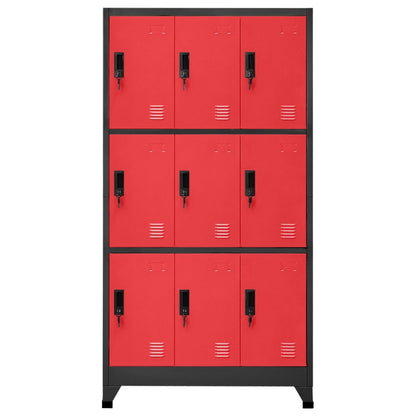 Schließfachschrank Anthrazit und Rot 90x45x180 cm Stahl