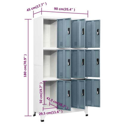 vidaXL Schließfachschrank Hellgrau und Dunkelgrau 90x45x180 cm Stahl
