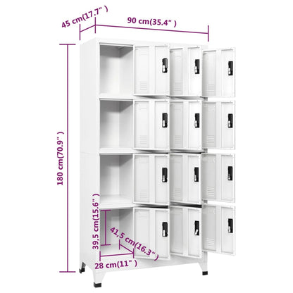 vidaXL Schließfachschrank Weiß 90x45x180 cm Stahl
