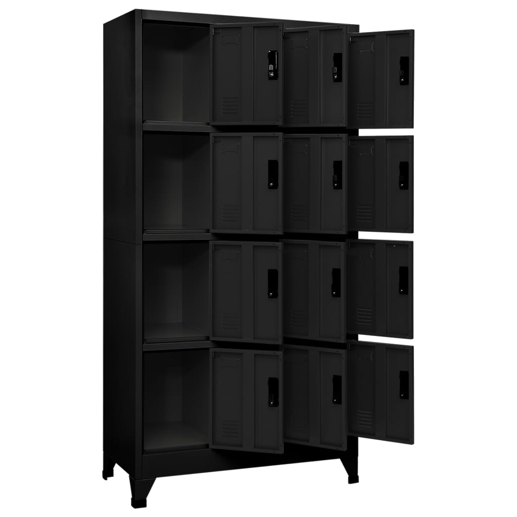 vidaXL Schließfachschrank Schwarz 90x45x180 cm Stahl