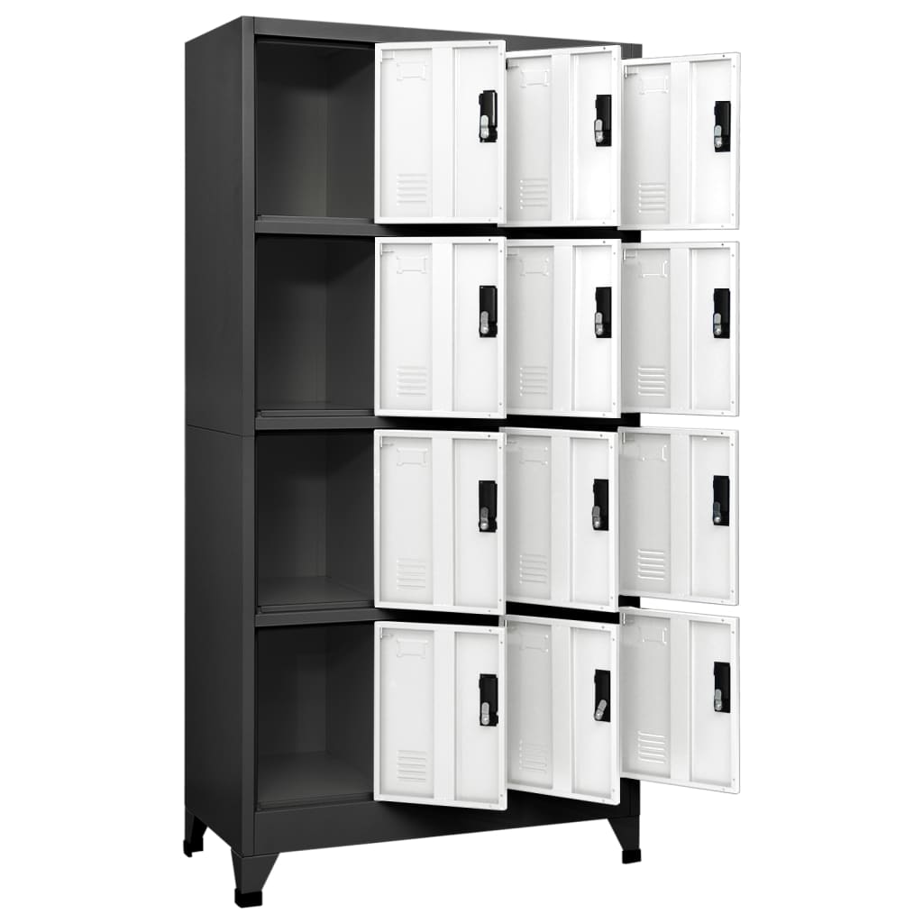 vidaXL Schließfachschrank Anthrazit und Weiß 90x45x180 cm Stahl
