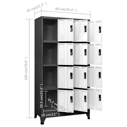vidaXL Schließfachschrank Anthrazit und Weiß 90x45x180 cm Stahl
