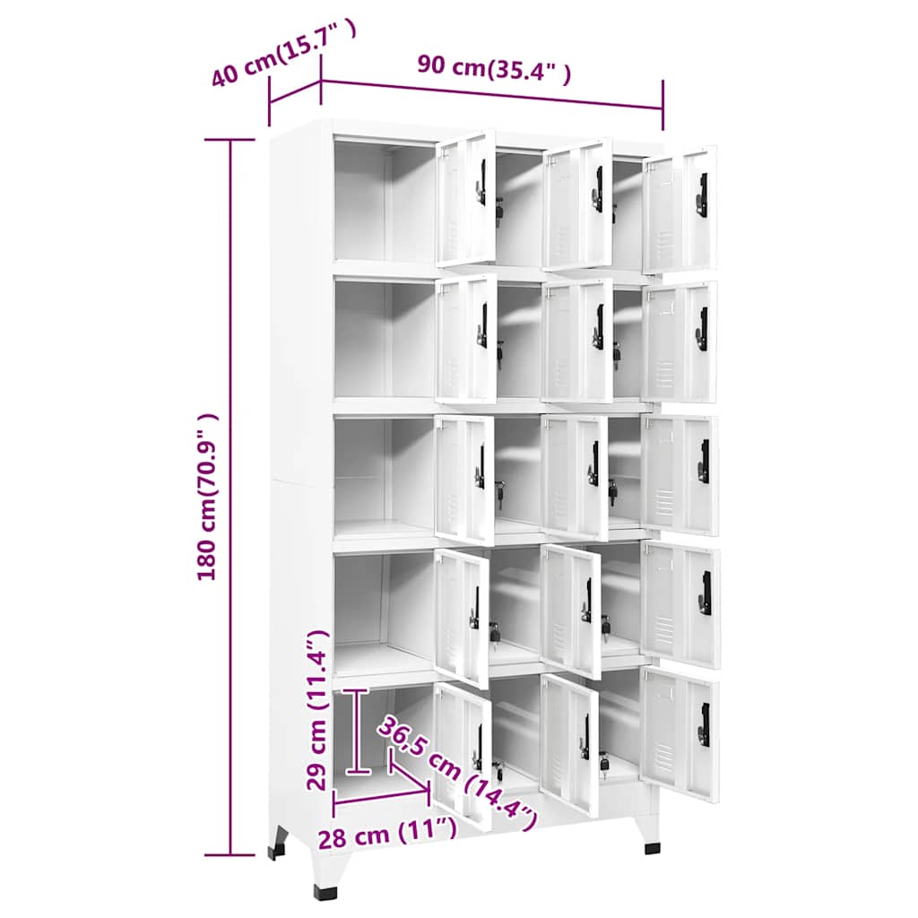 vidaXL Schließfachschrank Weiß 90x40x180 cm Stahl