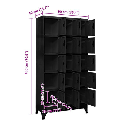 vidaXL Schließfachschrank Schwarz 90x40x180 cm Stahl
