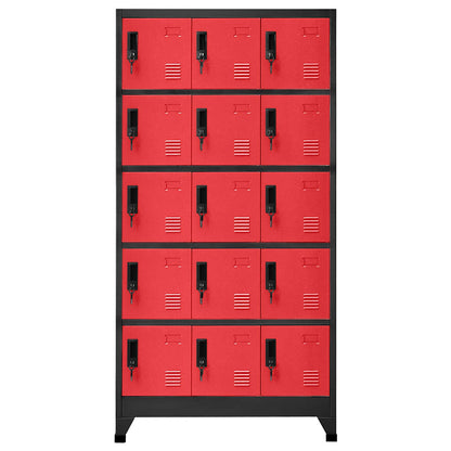 vidaXL Schließfachschrank Anthrazit und Rot 90x40x180 cm Stahl