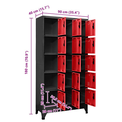 vidaXL Schließfachschrank Anthrazit und Rot 90x40x180 cm Stahl