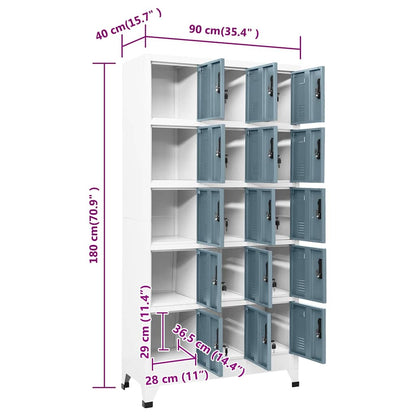 vidaXL Schließfachschrank Hellgrau und Dunkelgrau 90x40x180 cm Stahl