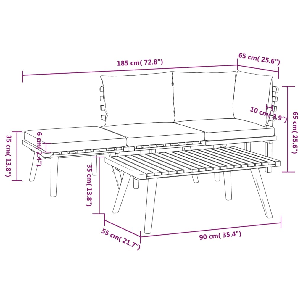 vidaXL 4-tlg. Garten-Lounge-Set mit Kissen Massivholz Akazie