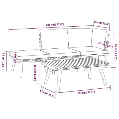 vidaXL 4-tlg. Garten-Lounge-Set mit Kissen Massivholz Akazie