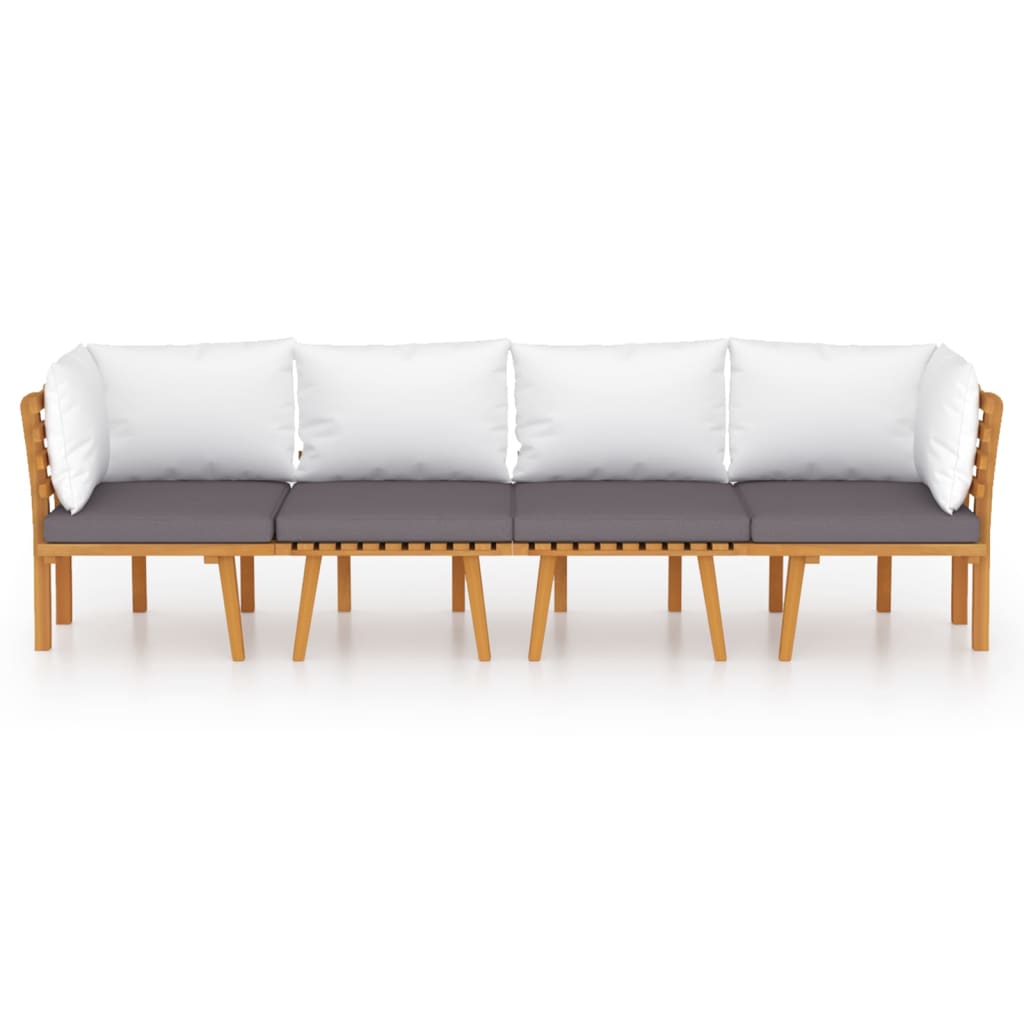vidaXL Salon de jardin 4 pcs avec coussins Bois d'acacia massif