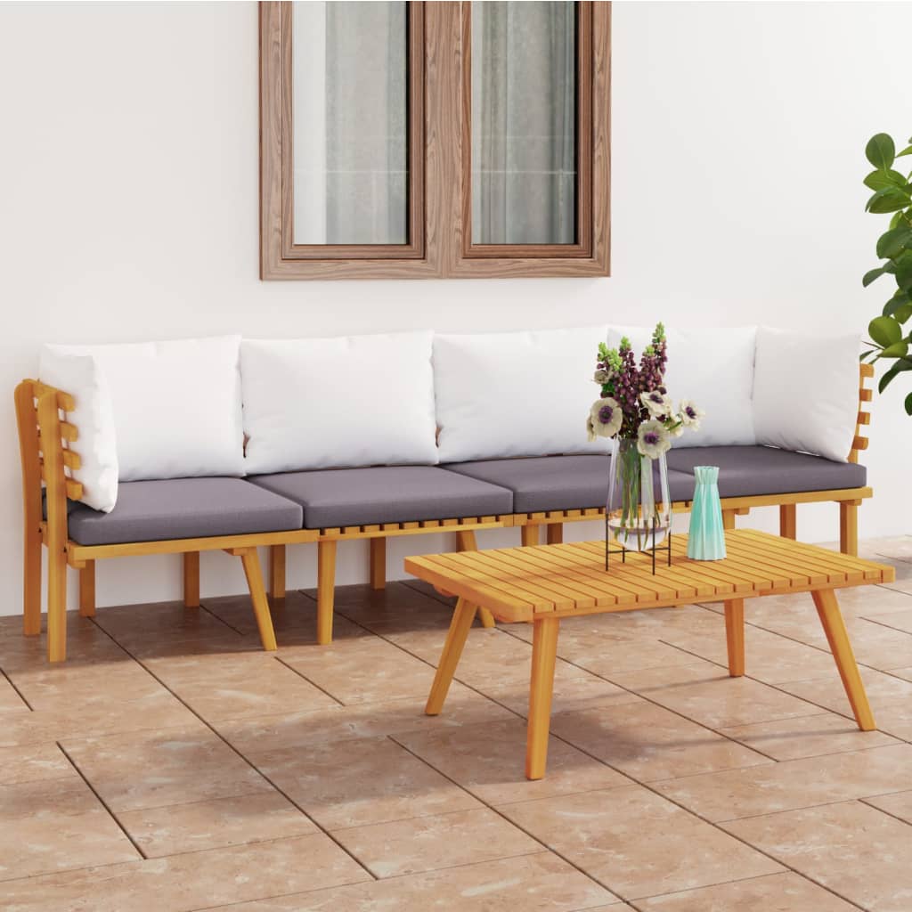 vidaXL Salon de jardin 4 pcs avec coussins Bois d'acacia massif