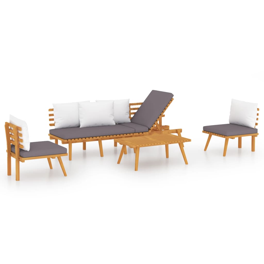 vidaXL Salon de jardin 4 pcs avec coussins Bois d'acacia massif