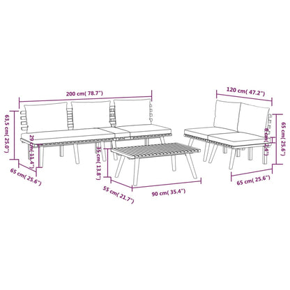 vidaXL Salon de jardin 4 pcs avec coussins Bois d'acacia massif