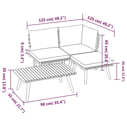 vidaXL 4-tlg. Garten-Lounge-Set mit Kissen Massivholz Akazie