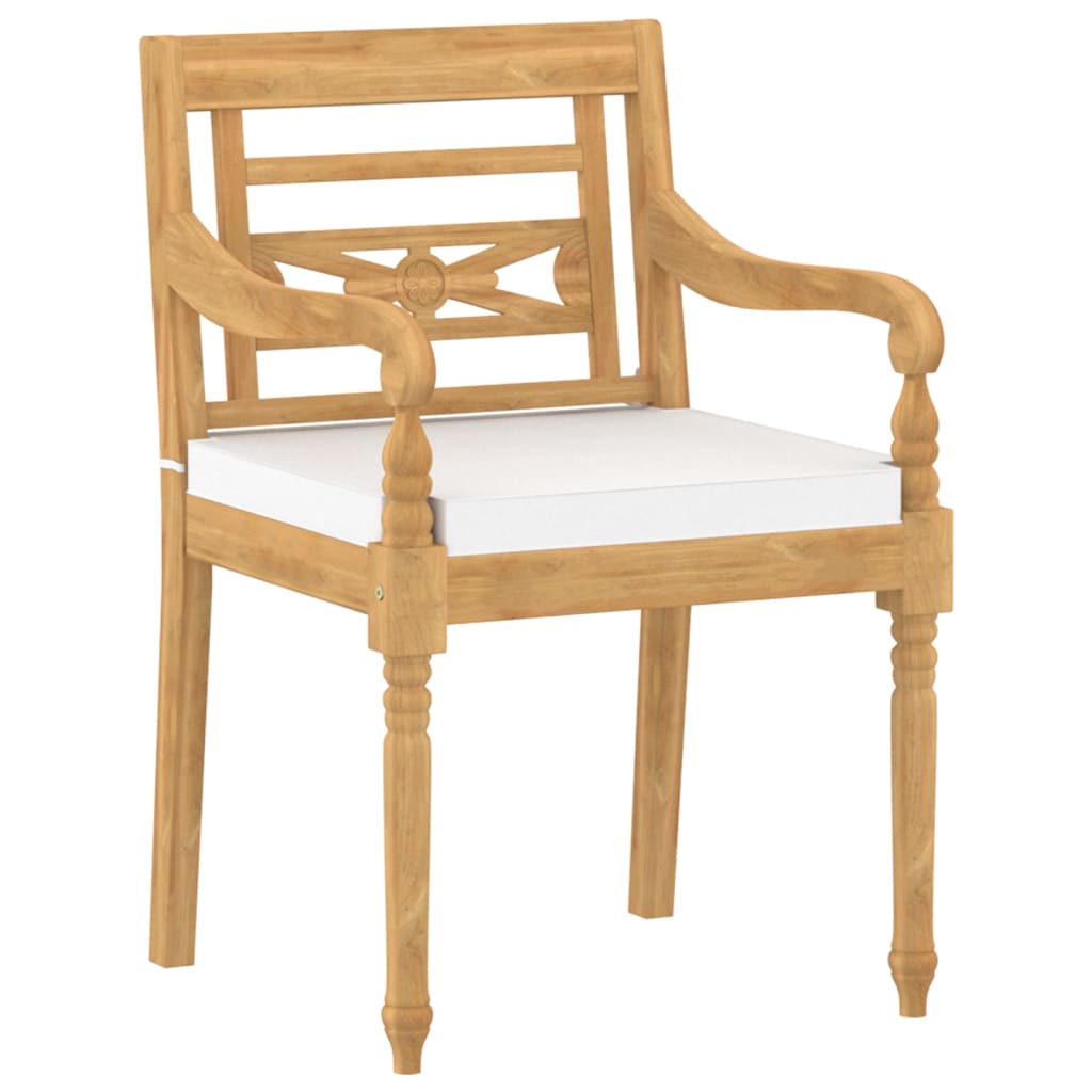 vidaXL Salon de jardin 4 pcs avec coussins en teck massif