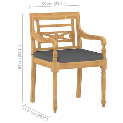 vidaXL Salon de jardin 4 pcs avec coussins Bois de teck massif