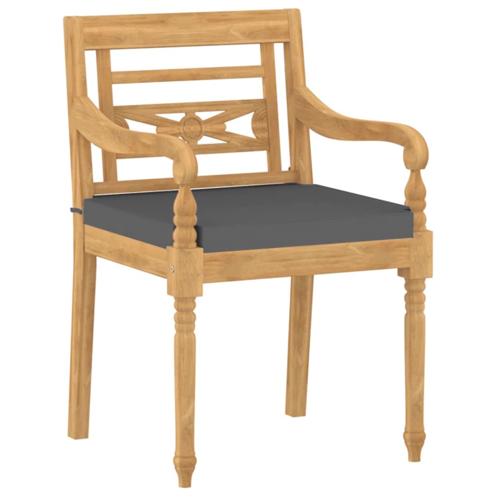 vidaXL Salon de jardin 4 pcs avec coussins Bois de teck massif