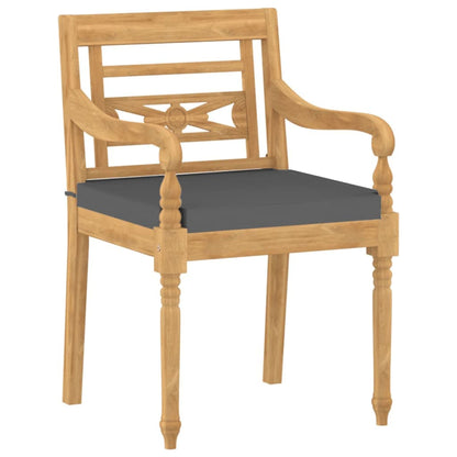 vidaXL Salon de jardin 4 pcs avec coussins Bois de teck massif