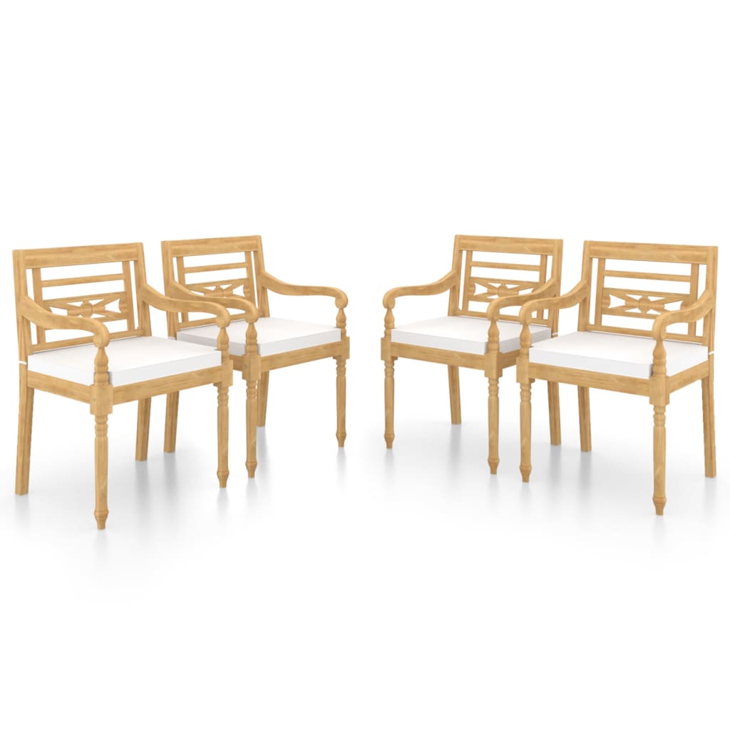 vidaXL Chaises Batavia 4 pcs. avec coussins bois de teck massif