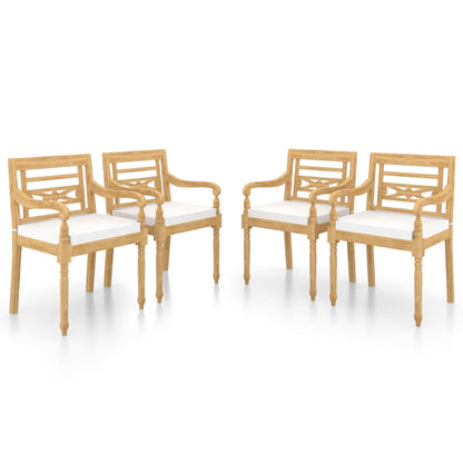 vidaXL Chaises Batavia 4 pcs. avec coussins bois de teck massif