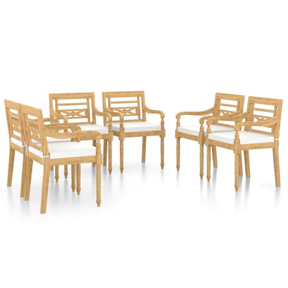 vidaXL Chaises Batavia 6 pcs avec coussins Bois de teck massif