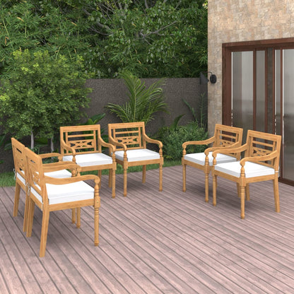 vidaXL Chaises Batavia 6 pcs avec coussins Bois de teck massif