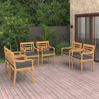 vidaXL Chaises Batavia 6 pcs avec coussins Bois de teck massif