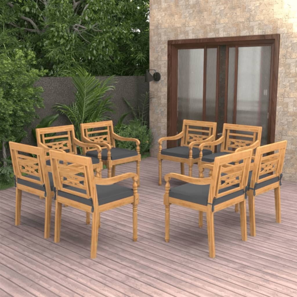 vidaXL Chaises Batavia 8 pcs avec coussins Bois de teck massif