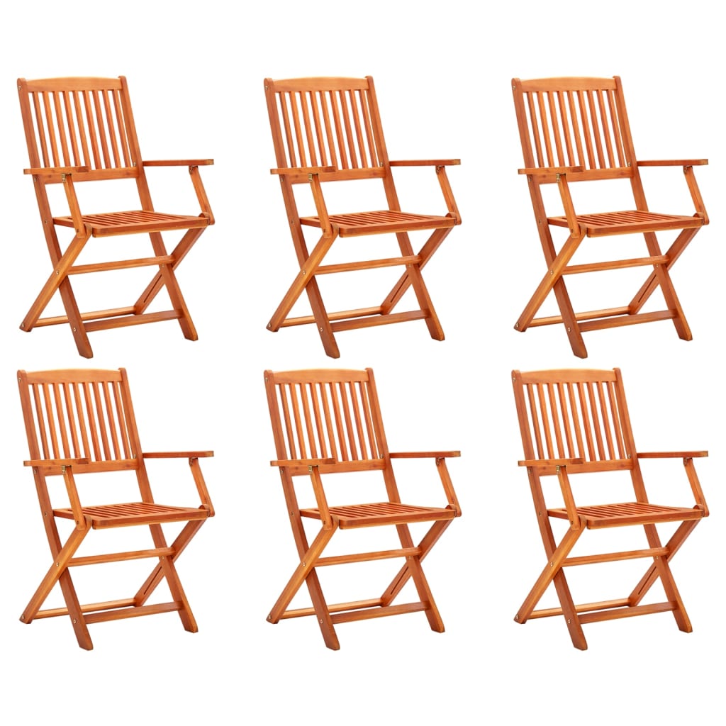 vidaXL Chaises de jardin pliantes 6 pcs Bois d'eucalyptus massif