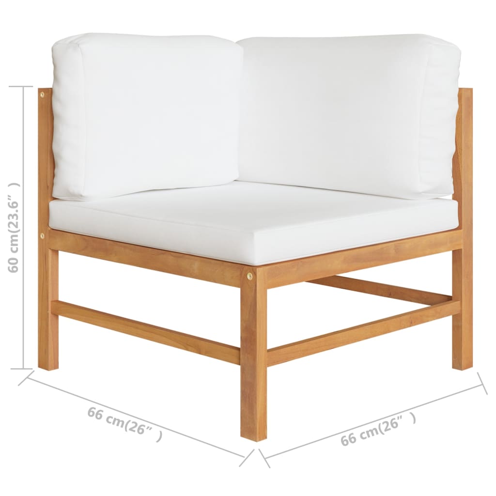 vidaXL 4-tlg. Garten-Lounge-Set mit Creme Kissen Massivholz Teak