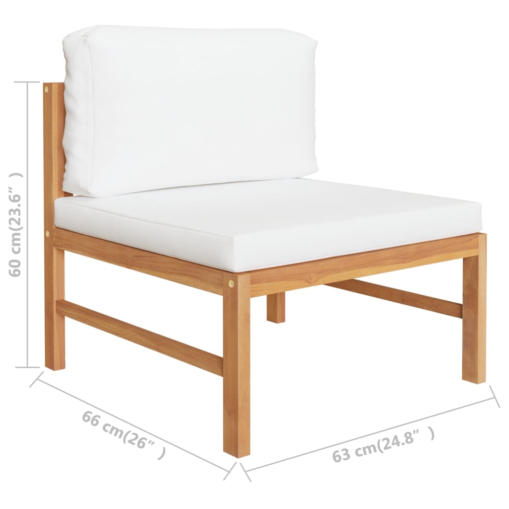 vidaXL 4-tlg. Garten-Lounge-Set mit Creme Kissen Massivholz Teak