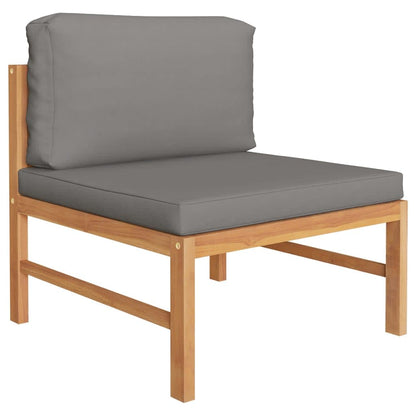 vidaXL Salon de jardin 4 pcs avec coussins gris Bois de teck massif