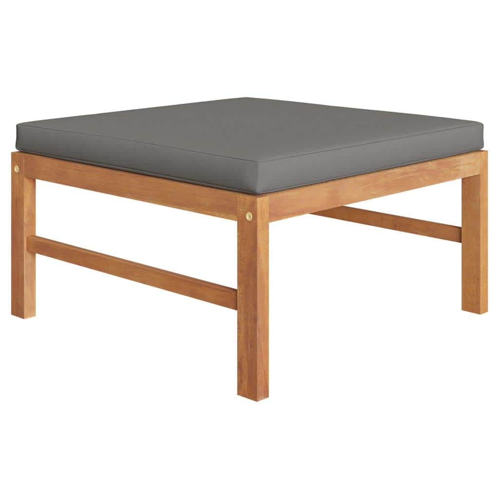 vidaXL Salon de jardin 4 pcs avec coussins gris Bois de teck massif