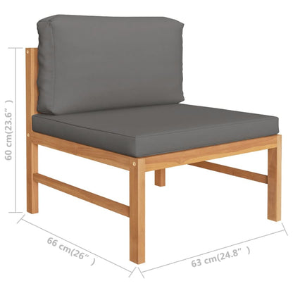 vidaXL Salon de jardin 4 pcs avec coussins gris Bois de teck massif