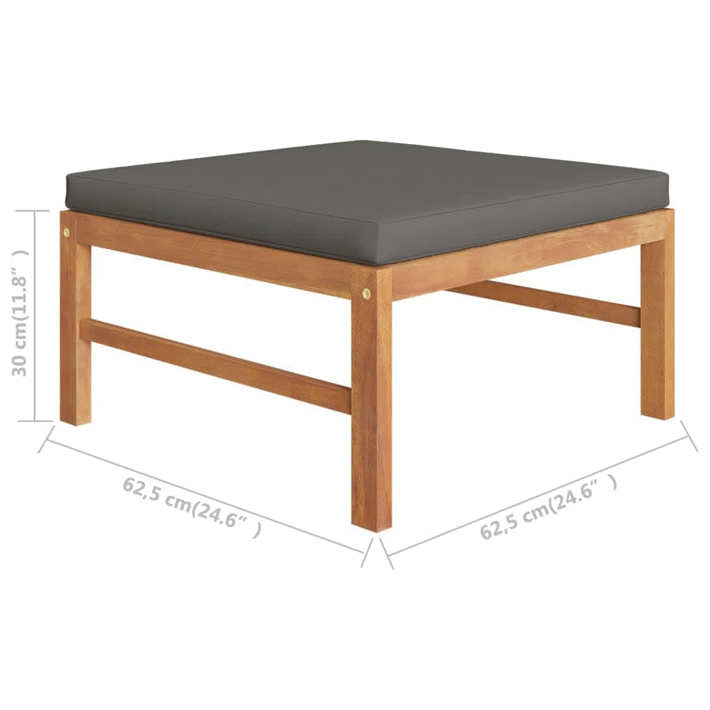 vidaXL Salon de jardin 4 pcs avec coussins gris Bois de teck massif