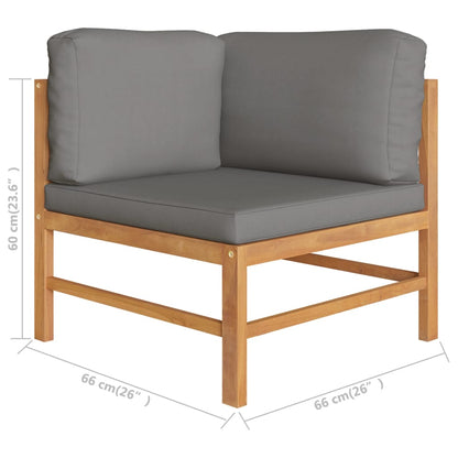 vidaXL 10-tlg. Garten-Lounge-Set mit Grauen Kissen Massivholz Teak