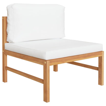 vidaXL Salon de jardin 4 pcs avec coussins crème Teck massif