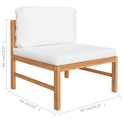 vidaXL Salon de jardin 4 pcs avec coussins crème Teck massif