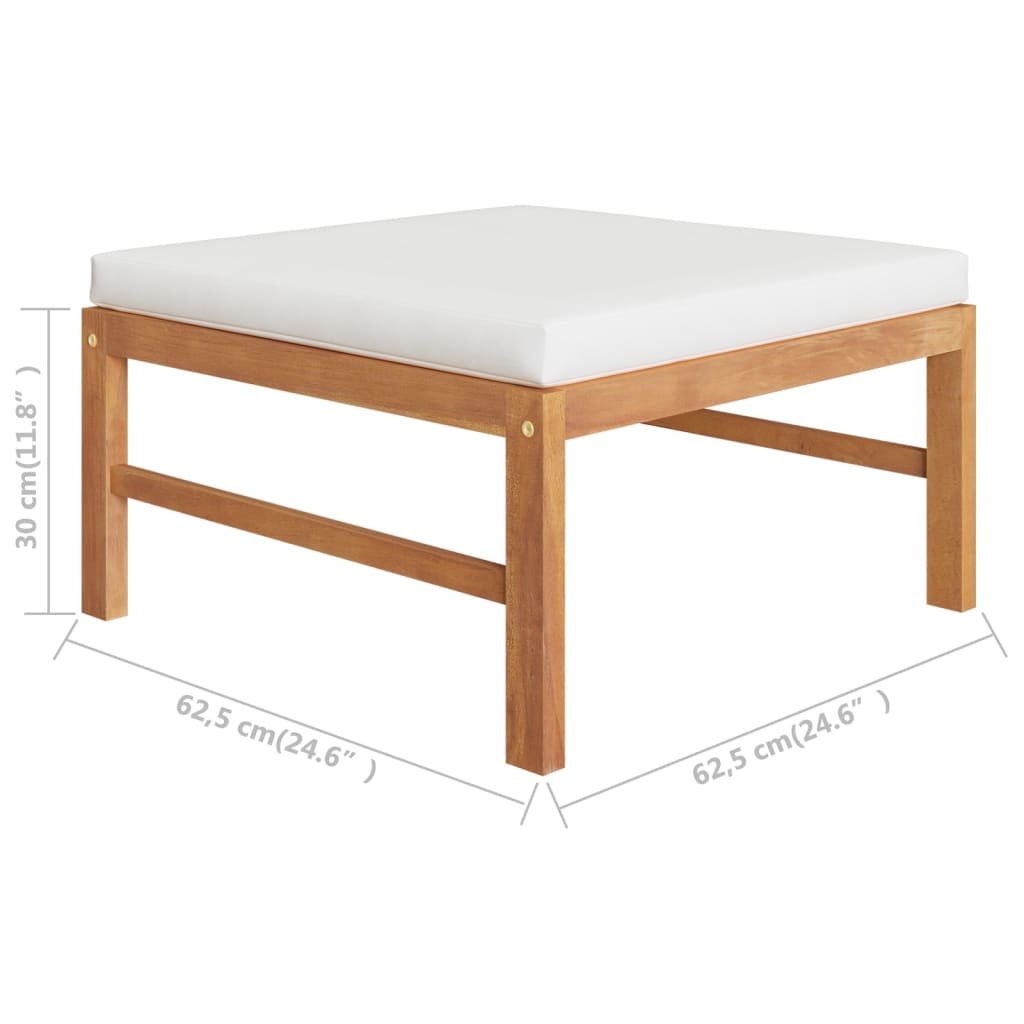 vidaXL Salon de jardin 4 pcs avec coussins crème Teck massif