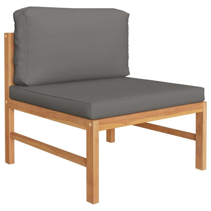 vidaXL Salon de jardin 4 pièces avec coussins gris, bois de teck massif