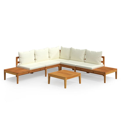 vidaXL Salon de jardin 4 pcs avec coussins crème bois d'acacia