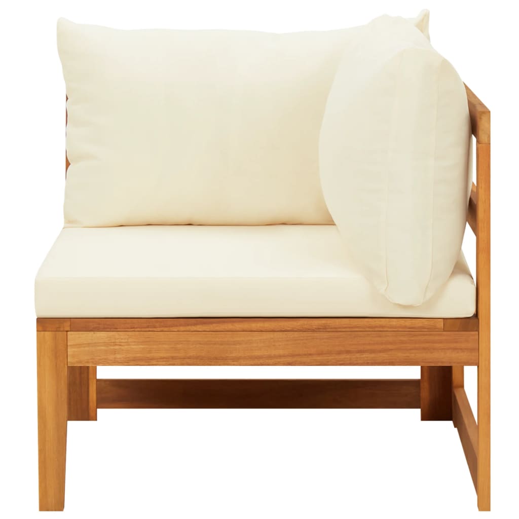vidaXL Salon de jardin 4 pcs avec coussins crème bois d'acacia