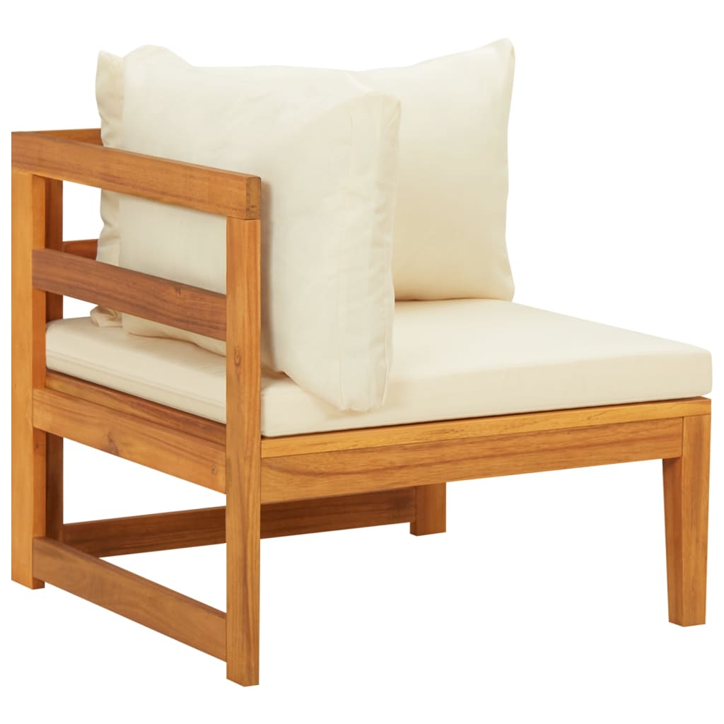 vidaXL Salon de jardin 4 pcs avec coussins crème bois d'acacia